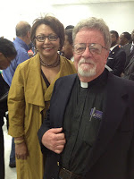 (Father Tobin, left, with Tougaloo College President Beverly Hogan