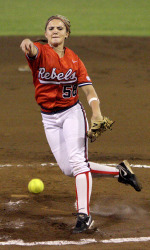 Junior Shelby Jo Fenter struck out 12 and allowed just one hit in 5.2 innings of work at No. 23 Hawaii. Photo Courtesy of Ole Miss Sports