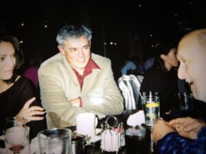 On the far right in the photograph is the late "raging Southern liberal" Sander P. Margolis with Joe Atkins and his wife Suzanne at a restaurant in Oxford several years ago. This is Joe's only photograph of Sandy.