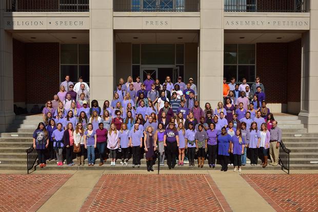 On October 17th National Spirit Day, Professor Robin Street's class joined others nationally in support of anti-bullying by wearing purple 