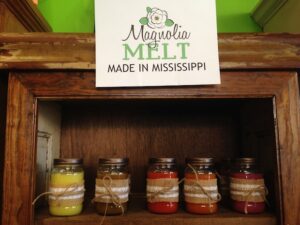 Mississippi-made Magnolia Melts candles at Mimosas Flowers, Gifts, & Gourmets