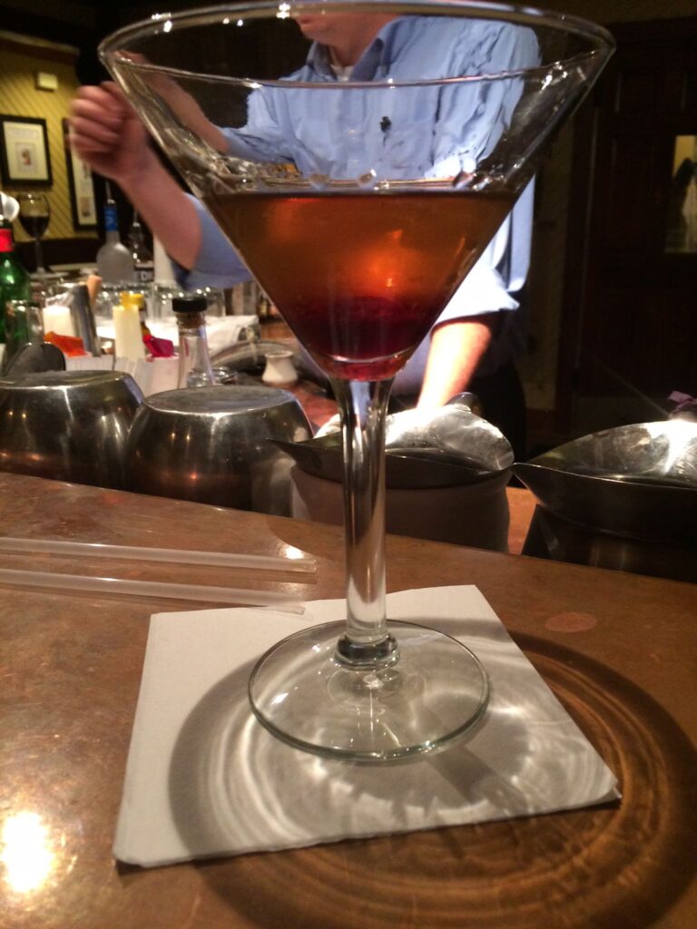 A handcrafted Manhattan with brandy-infused cherries at Ravine.