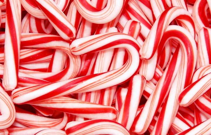 Confiseries de Noël : cannes, sucres d'orge, sucettes, bonbons