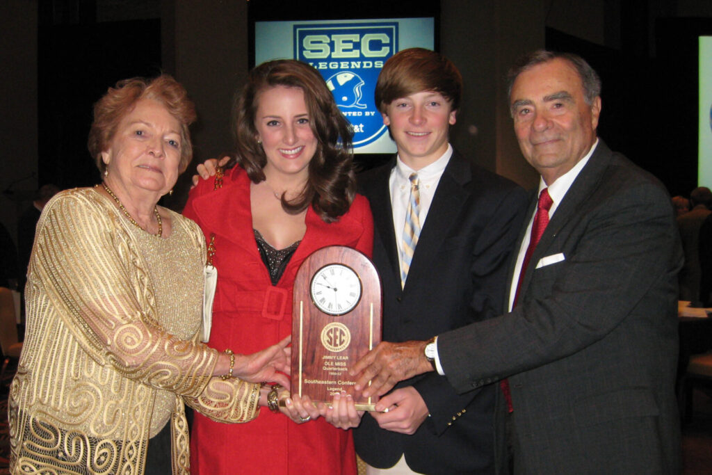 Pictured, from left, Joanne Lear, Jordan Lear, James Lear and Jimmy Lear at the SEC Legends Banquet in Atlanta in 2009.