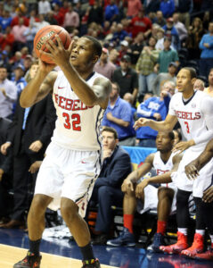 Jarvis Summers hits a 3-pointer before drawing the foul for a four-point play. Photo courtesy Joshua McCoy, Ole Miss Athletics
