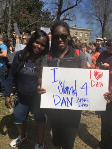 Students toted signs in support of Chancellor Dan Jones.