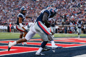 Senior Senquez Golson secured the victory over Alabama with an interception at the end of the fourth quarter in the opposing end zone. / Photo by Chuck Barnes
