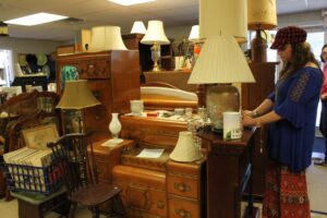 Kristen Cauley checks on a large furniture collection. 