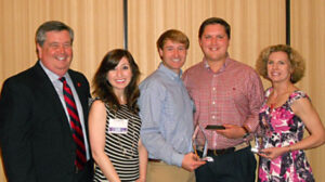 Pictured at the PRAM Prism awards banquet are Oxford/Ole Miss chapter members, all UM employees (from left) Danny Blanton, Ryan Whittington, Will Hamilton, Erin Parsons Garret and Robin Street.