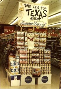 Example of Pillsbury cake mix display customized by Allison for one of her stores in Texas.