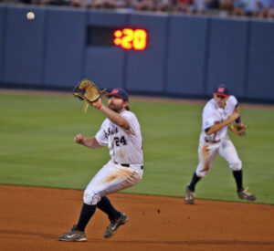 Sikes Orvis during the Texas A&M series in Oxford. Photo courtesy Joshua McCoy, Ole Miss Athletics