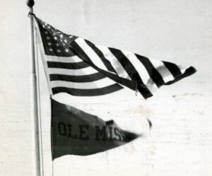 American flag and Ole Miss pennant Photo by J. R. Cofield (c) The Cofield Collection