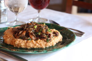 John Currence's shrimp and grits is made with Georgeanne Ross' stoneground grits. Photo courtesy City Grocery Restaurant Group