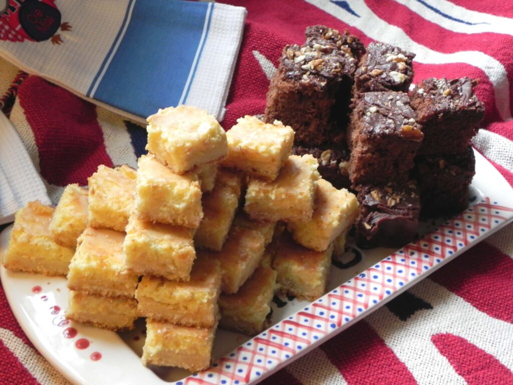 Cola Cake pictured with Lemon Bars
