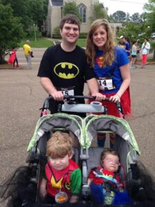 Justin, Amanda, Baker and Anna Benton dressed as superheroes for the Epilepsy Foundation Superhero 5k Run in April. 