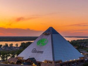 The Lookout at the Pyramid offers stunning views of Memphis. Sip a cocktail while browsing a light fare menu and watching the sunset.  Photo: Bass Pro Facebook Page 