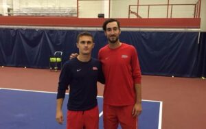 Tennis brought Zvonimir Babic (L) and Filip Kraljevic (R) together, first in Croatia and now at Ole Miss.  Photo by Joe Rogers. 