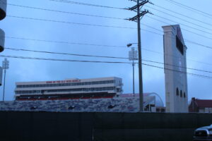 Vaught-Hemingway Stadium North end zone is under construction. Photo: Emily Newton