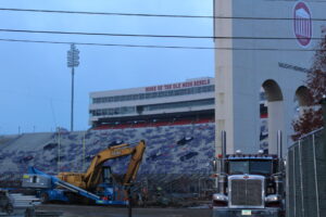 Vaught-Hemingway Stadium North end zone is under construction. Photo: Emily Newton