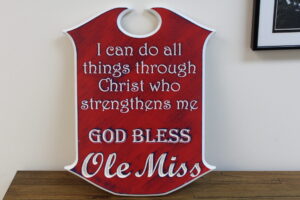 An Ole Miss plaque made by the students at Teen Challenge.
