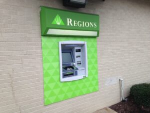 Regions' ATM where the armed robbery occurred last night.