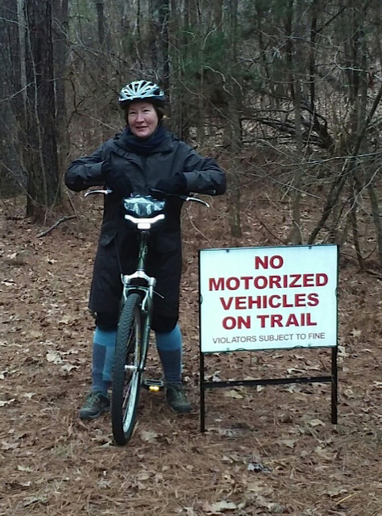 A member of Friends of Thacker Mountain Trails, Joanne Hutchison is a regular user of the South Campus Rail Trails