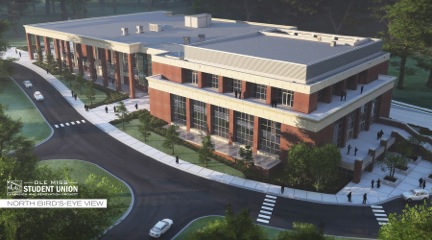 Construction on the Student Union is expected to be completed by 2019. Image courtesy of Ole Miss Communications