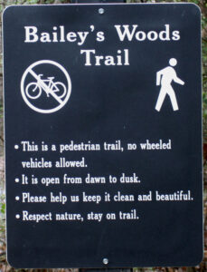 Bailey's Woods Trail sign