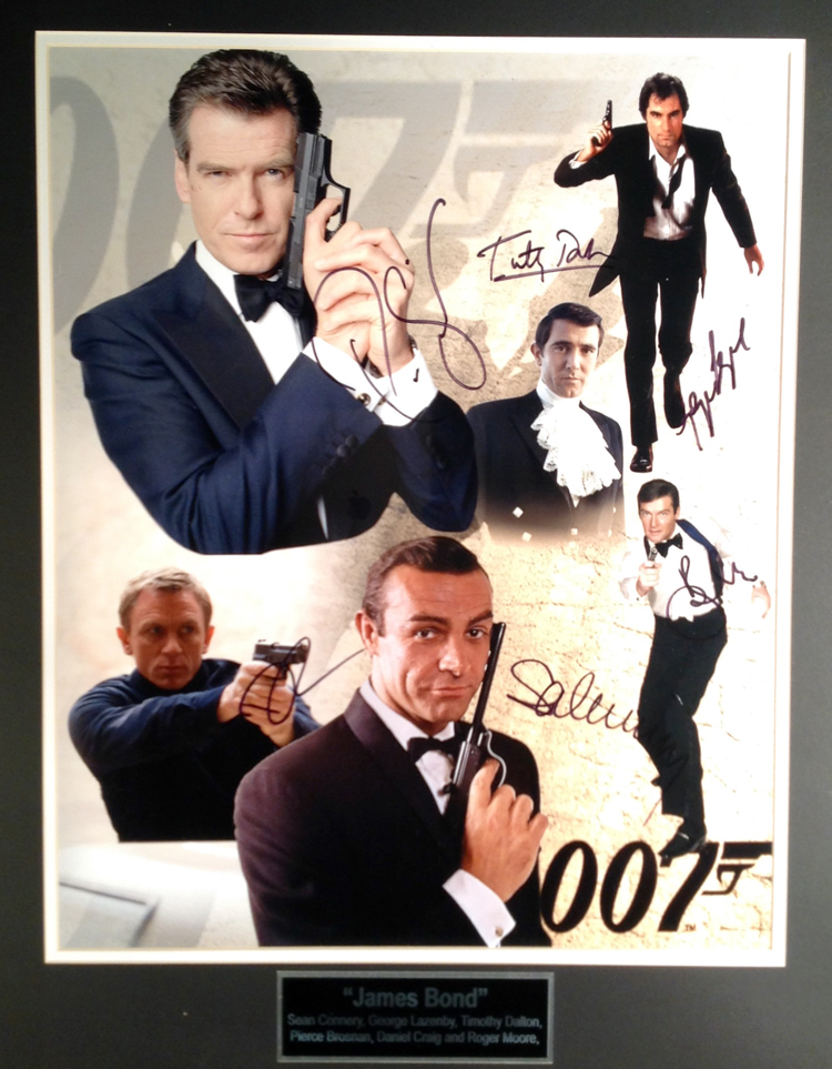 All 6 James Bond movie cast characters autographed - 16X20 Photo