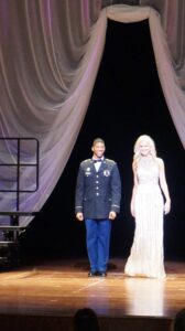 ROTC escorted the ladies as the judges scored their evening gowns. 