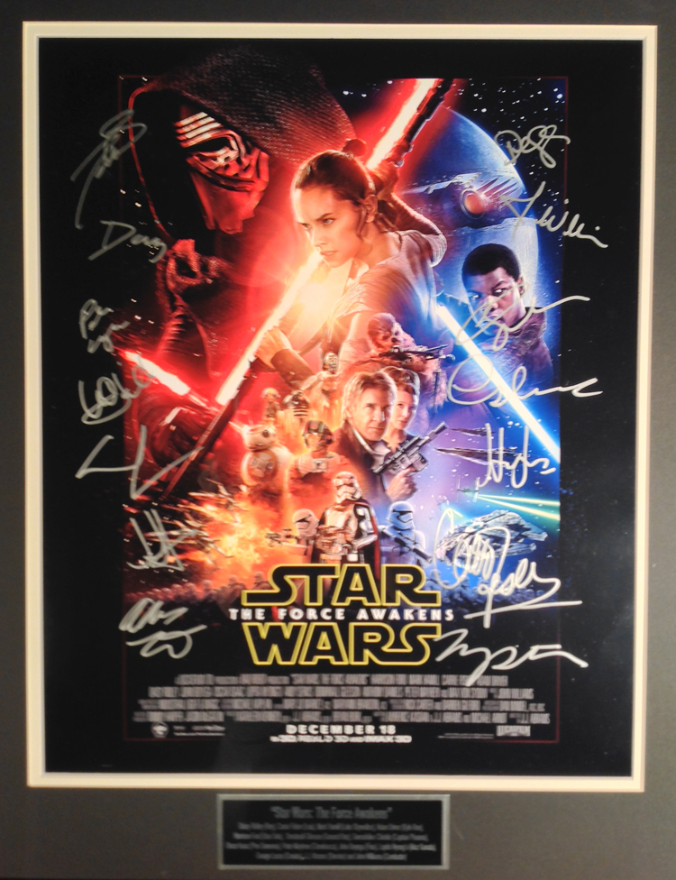 Star Wars Awakens cast autographed -16X20 Movie Poster