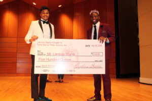 Gerald Mcleod Mr. Lambda Sigma for 2015 with Chad Knight 2016 Mr. Lambda Sigma