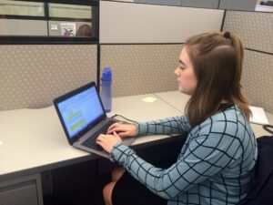 Roher at work at her client’s office in Dallas, Texas.