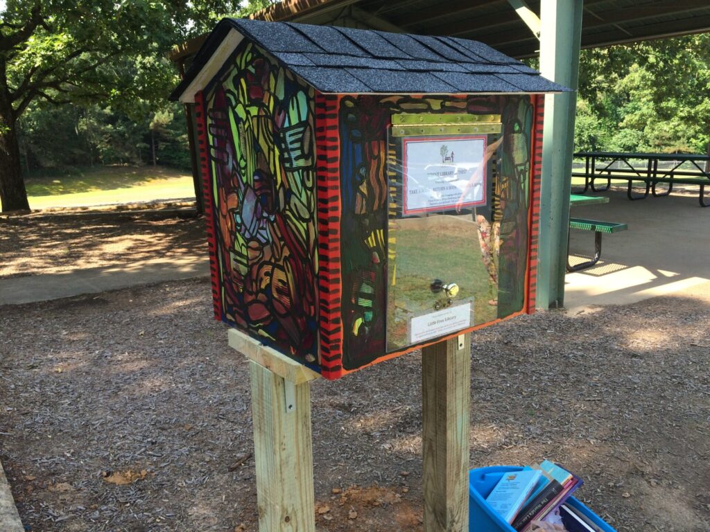The Little Free Library in Price Hill Park is painted by Claire Whitehurst. 