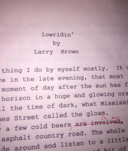 The first page of the discovered Larry Brown's manuscript.