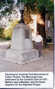 Mahlon E. Webb with the 1930s plaque.