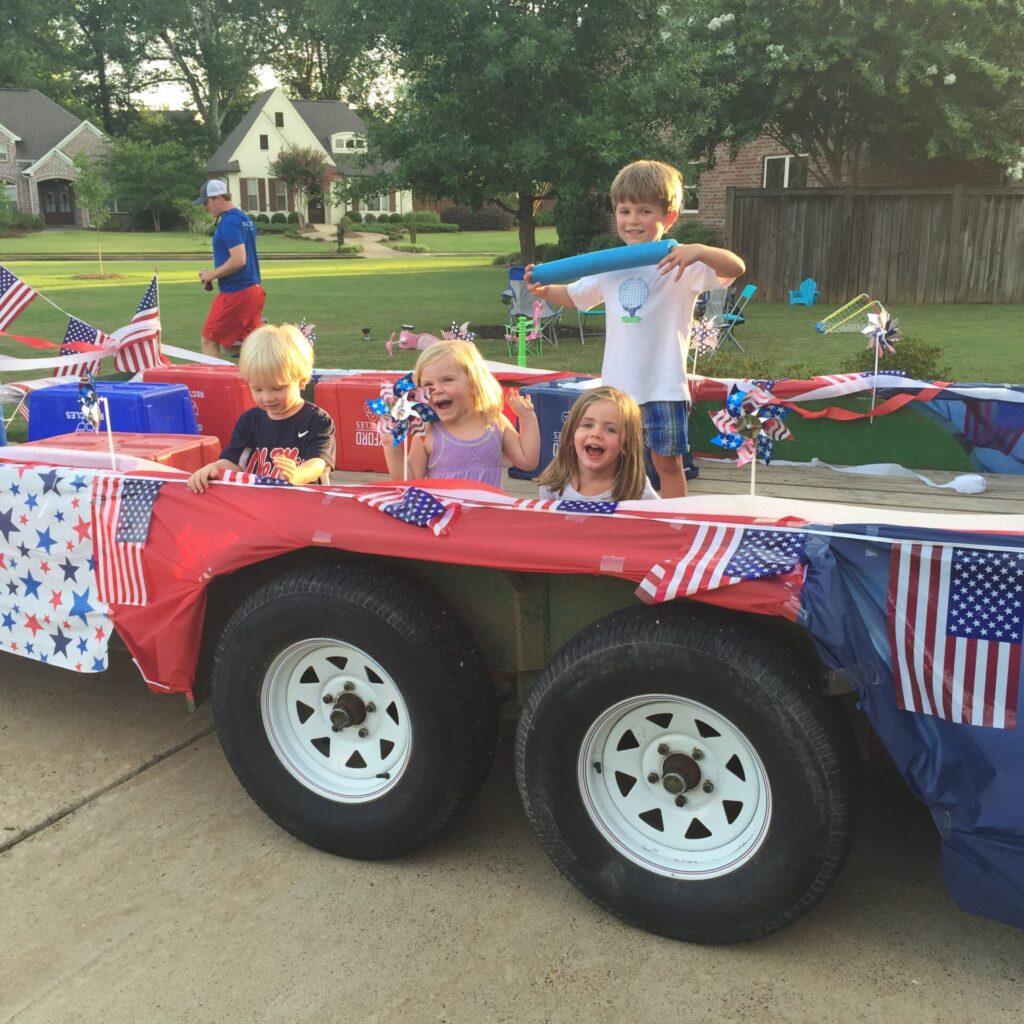 Photo from the "Freedom Fanatics Flagship" float decorating party.