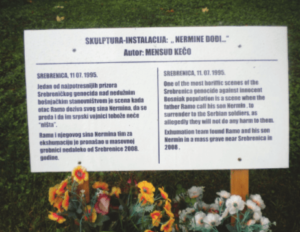 This plaque for the sculpture by Mensud Keco shown on page 13 recognizes two victims at Srebrenica