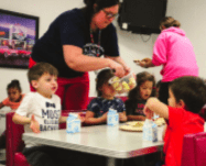 The cafeteria is made to look like a diner at the tribe’s day care center in Ada.