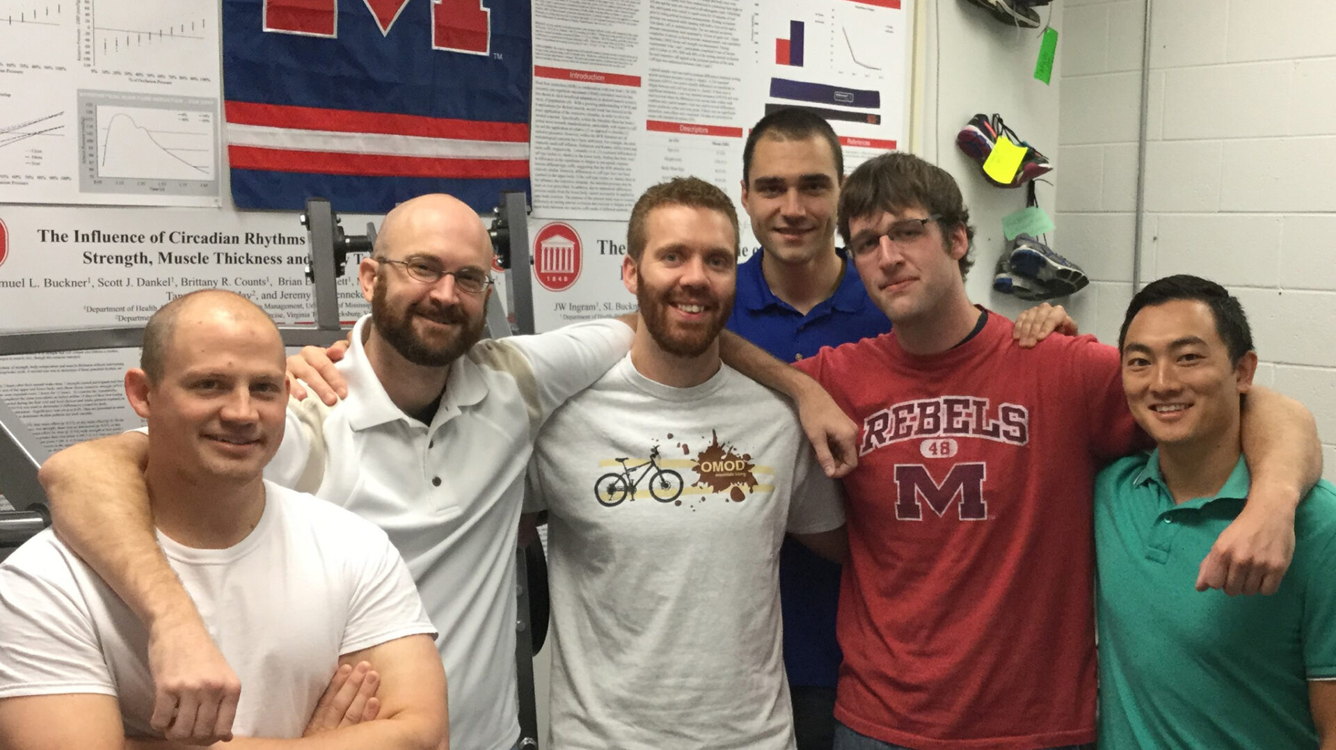 Members of #OleMiss Muscle are (front, from left) Sam Buckner, Grant Mouser, Matt Jessee, Dr. Jeremy Loennek,Kevin Mattocks and (back) Scott Dankel. (Submitted photo)