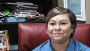 Andrea Kihega is a student in the immersion classes. She now knows enough to text in Chickasaw.