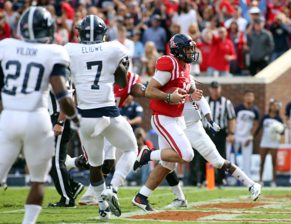 Chad Kelly in game against Georgia Southern Photo by Joshua McCoy courtesy Ole Miss Athletics