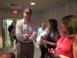 Todd Wade and his mom at the Oxford Conference Center after unofficial results were posted