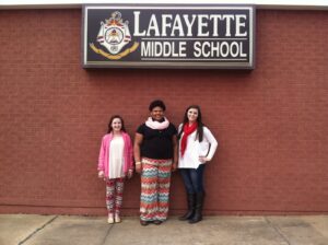 Lafayette Middle School Students:  Lynlee Moore, Dominique Herron, and Anna Allen.