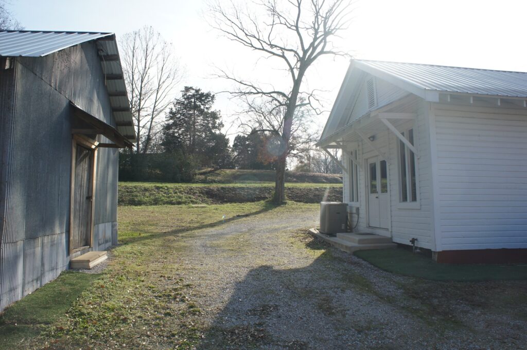 The rear view and outdoors event space at Downtown Abbe. 