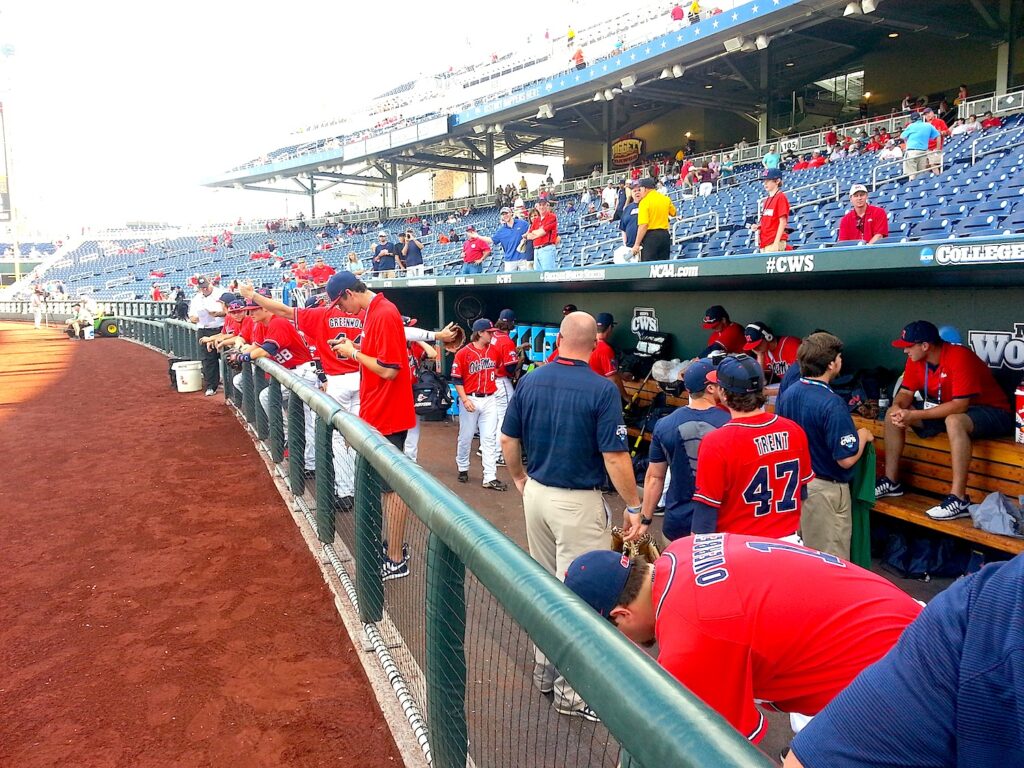 Rebels set for warmups at CWS / courtesy of Will Norton