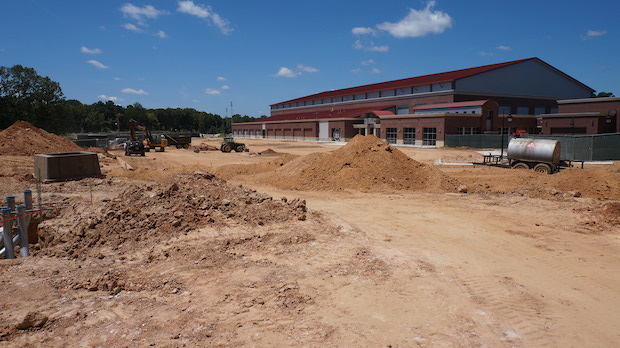 A new, larger parking lot is being prepped behind the Indoor Practice Facility, near the Grill at 1810. 