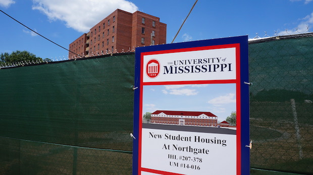 A new dorm is being built behind Crosby Hall. 