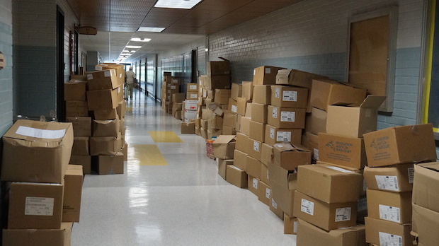 More boxes as moving continues at the new OMS. 