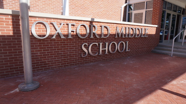 The sign closest to Bramlett Blvd. may still say Oxford High for now, but the new Oxford Middle School is showing off their new sign (and handicap accessibility) for the start of the school year. 